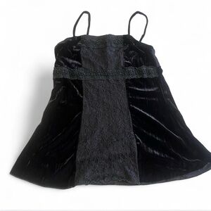 Studio Y Black Velvet Lace Trim Tank Top boho whimsygoth